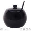 Shinning Glaze Stoneware Sugar Pot con cuchara